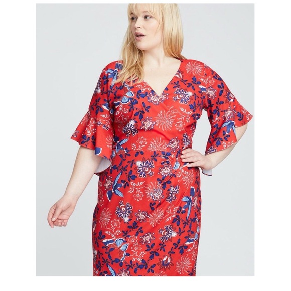 RACHEL by Rachel Roy Sheath Floral Red and Blue Midi Dress size 14W Plus NWT‎ - Picture 8 of 11